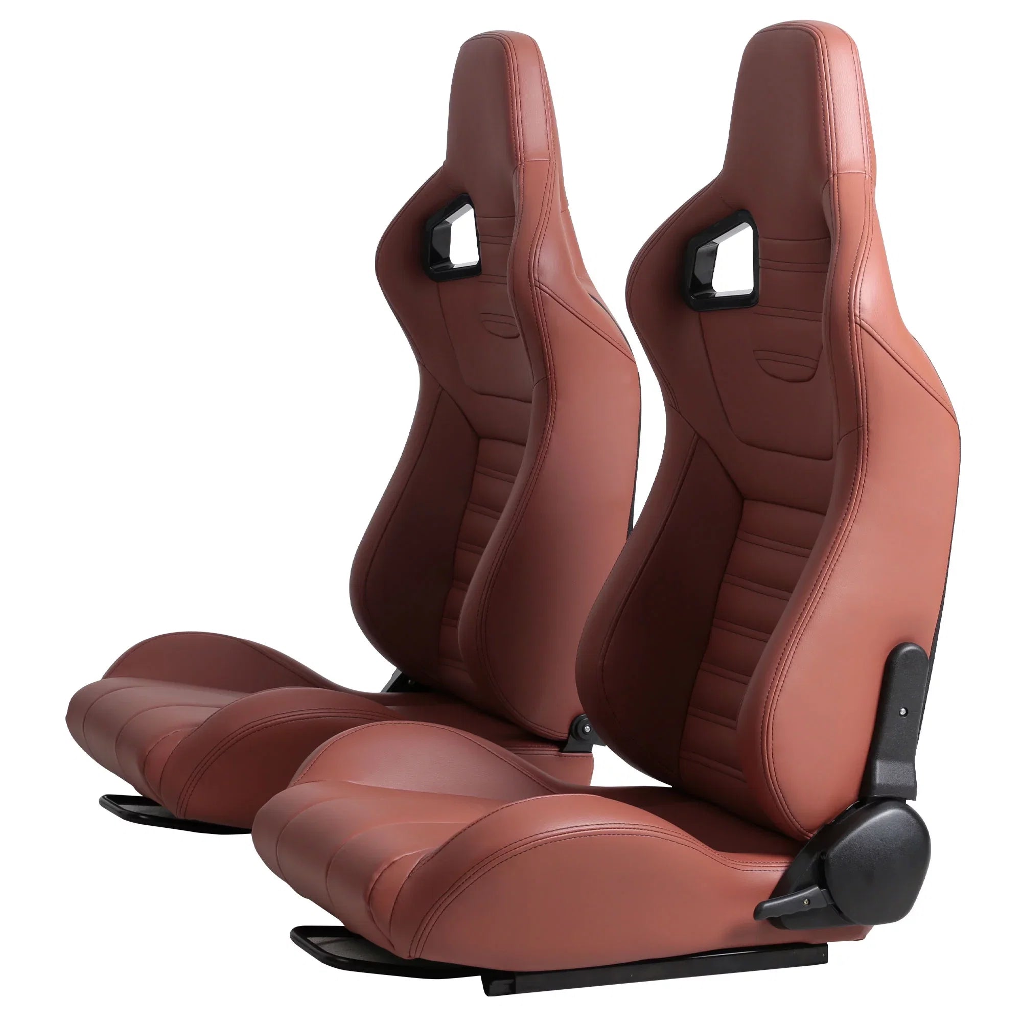 2-Piece Ergonomic Racing Seats: Adjustable Double Slides Ultimate Gaming Seats, PVC Racing Simulator Game Seats Unleash Your Inner Automotive Racing Seats (Brick Red)