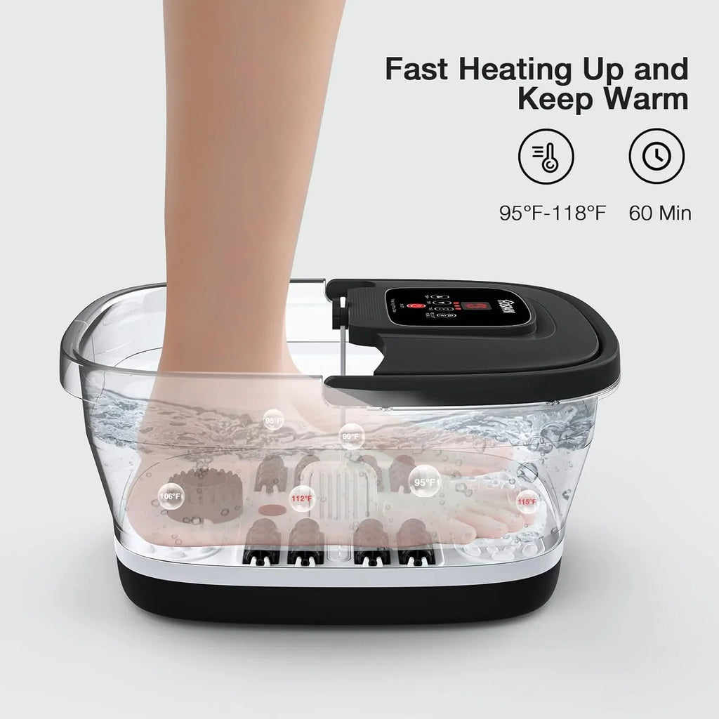 YOZIHAYL Collapsible Foot Spa with Heat Bubble Red Light and Temperature Control Foot Bath Massager with 8 Shiatsu Massage Rollers Pedicure Foot Spa for Relaxation and Stress Relief