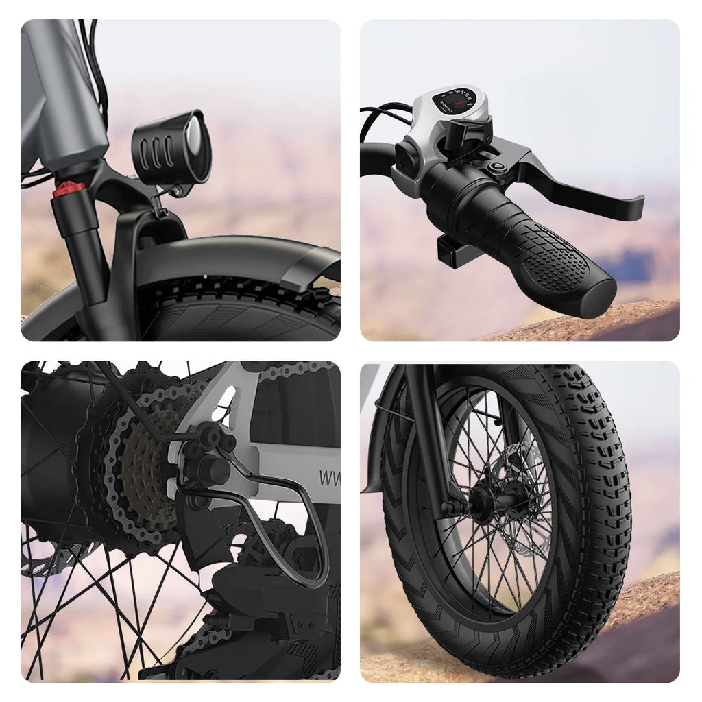 Electric Bike For Adults, 20'' Fat Tire Folding Ebike With 750W Brushless Motor 48V 25AH Battery, 7 Speed 20MPH, Foldable E-Bikes