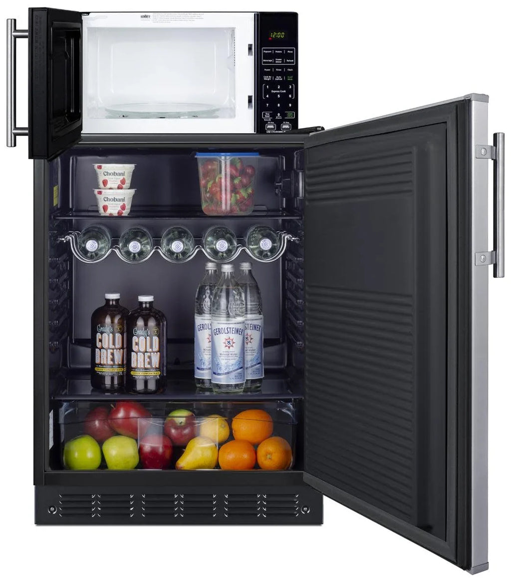Summit MRF708BLSSA Microwave & Refrigerator Combination with Allocator
