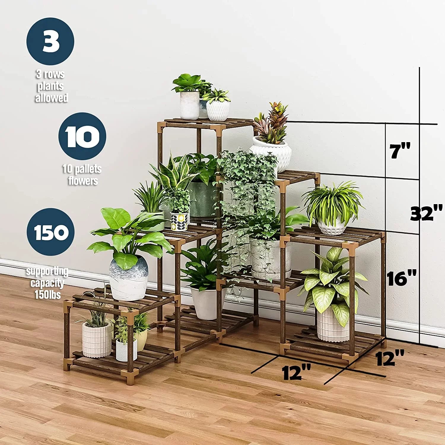 Corner Plant Stand Indoor Wood Outdoor Plant Shelf for Multiple Plants Ladder Plant Holder Table Plant Pot Stand for Window Garden Balcony Living Room
