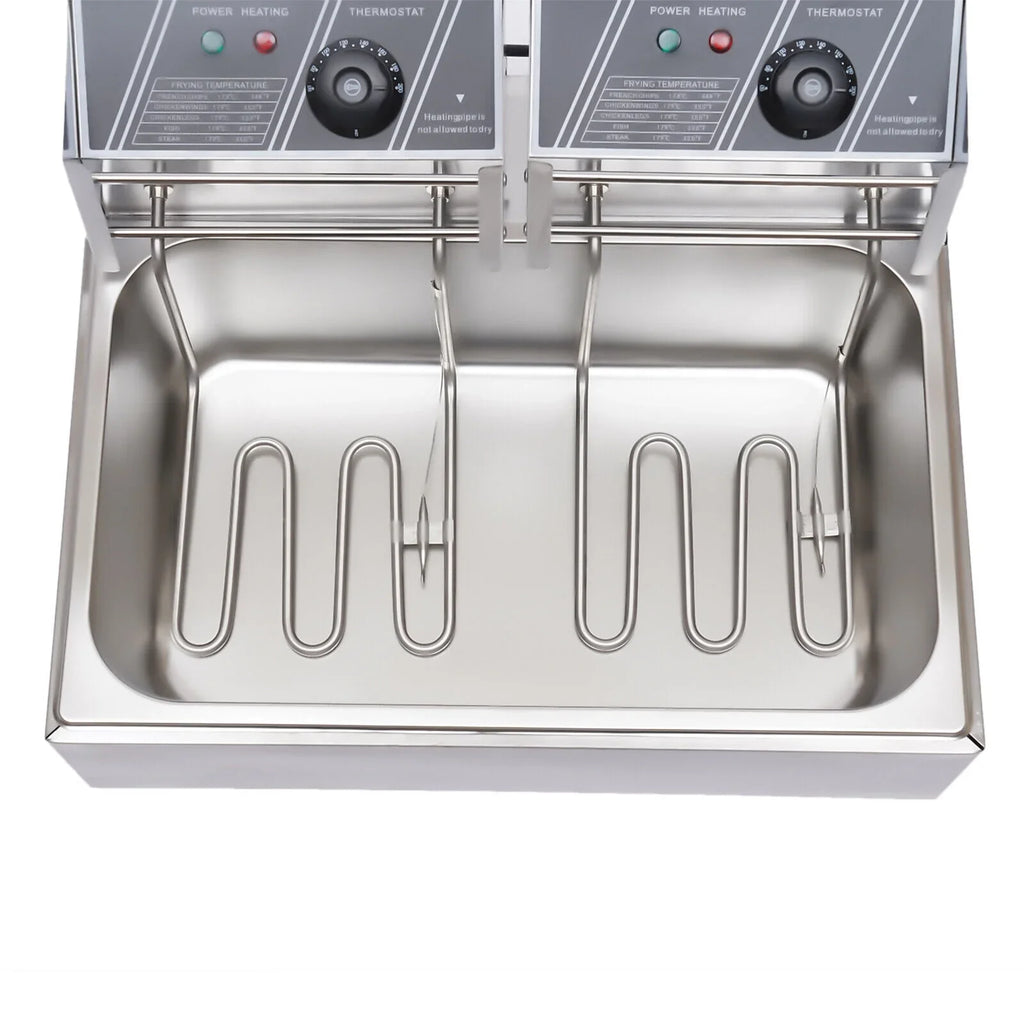 5000W Extra Large Electric Deep Fryer Commercial Restaurant Fry Basket 12L Electric Deep Fryer Single Tank Stainless Steel Fry Basket Commercial Electric Deep Fryer Stainless Steel