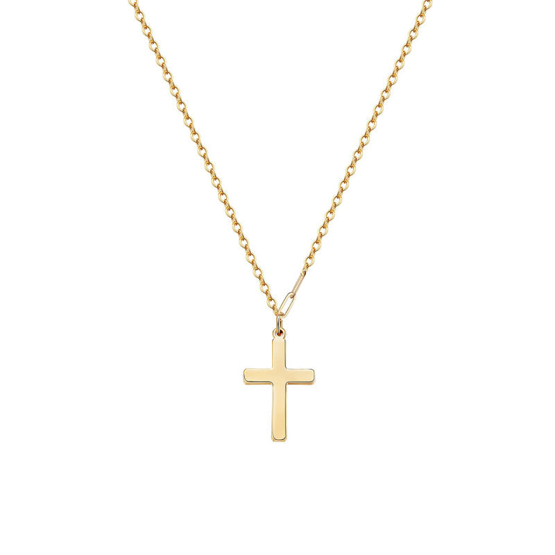 14K Gold Plated Small Cross Pendant Necklace