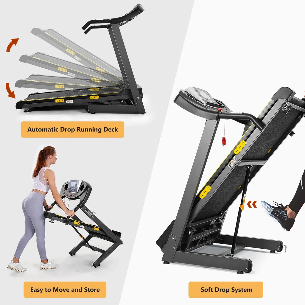 MARNUR 2.5 HP Treadmill with 12% Auto Incline, 220 lb Weight Capacity, 0.5-8.5 mph