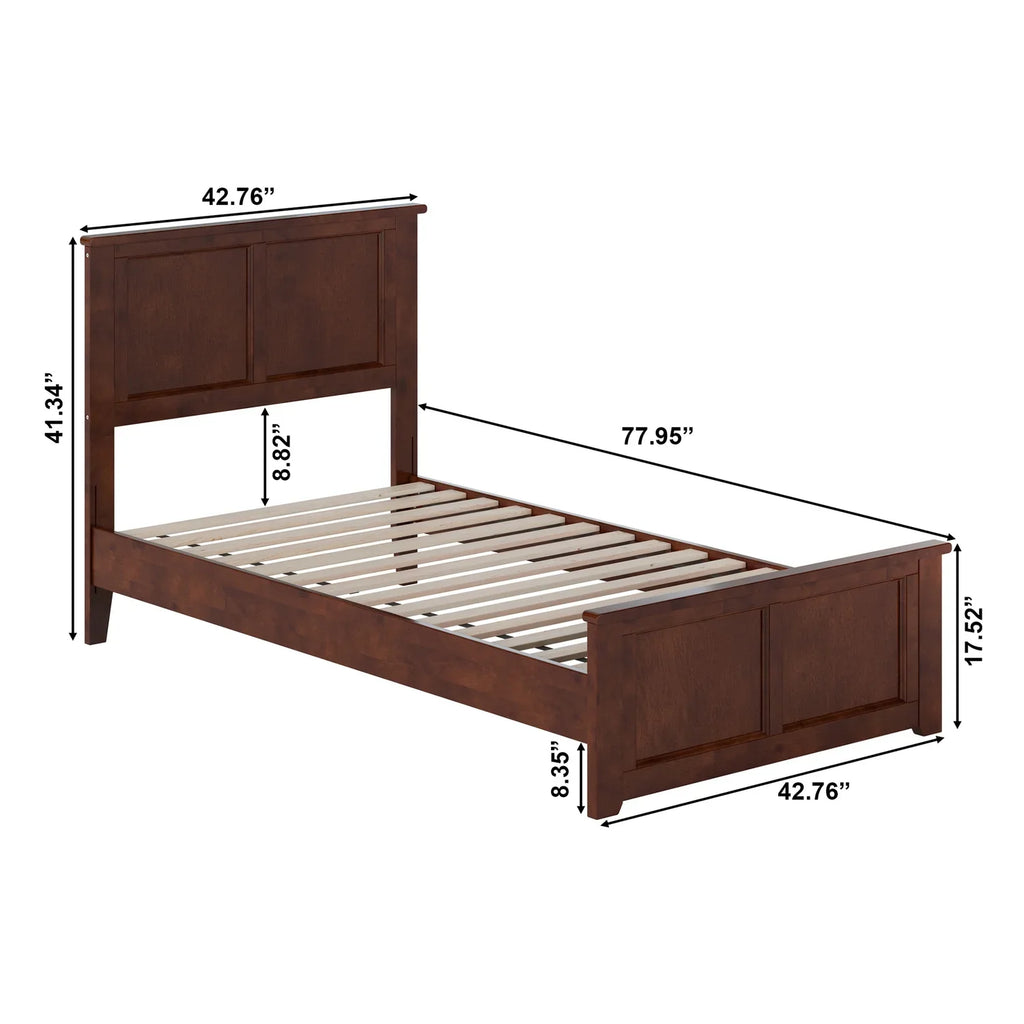 AFI Charlotte Twin Solid Wood Low Profile Platform Bed with Matching Footboard, Walnut