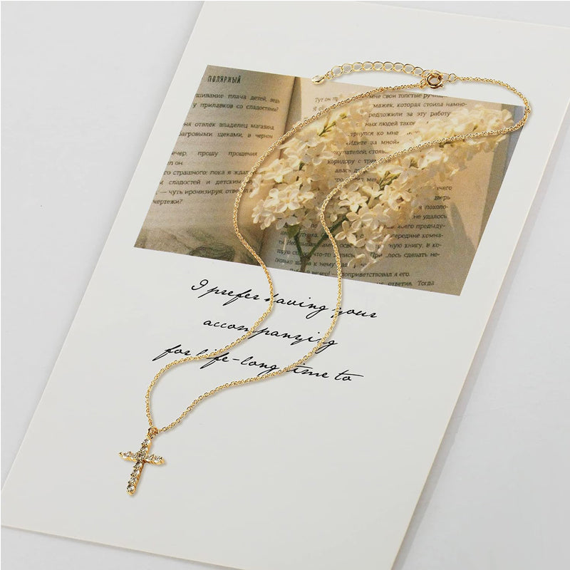 14K Gold Plated Small Cross Pendant Necklace