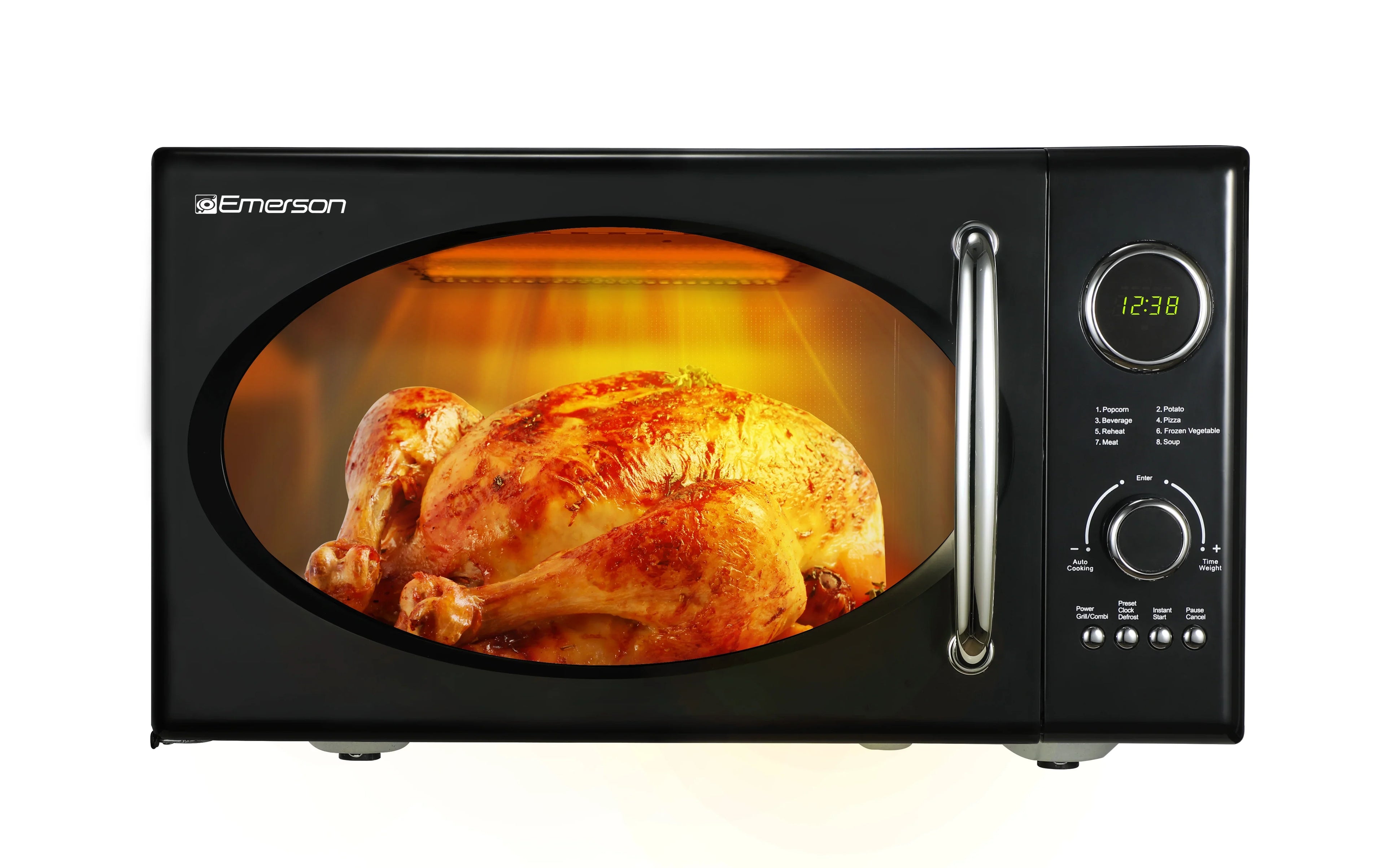 Emerson 0.9 Cu Ft, 800W Retro Black Microwave Oven with Grill, MWRG0901BK