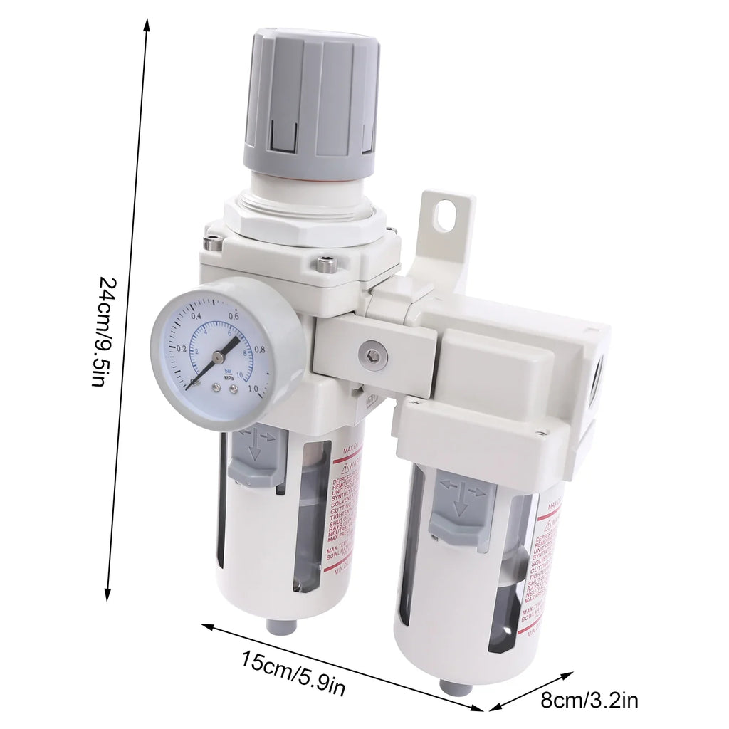 YIYIBYUS 1/2" NPT Air Pressure Regulator, Air Dryer Filter System, Water Trap Separator Semi-automatic Drain