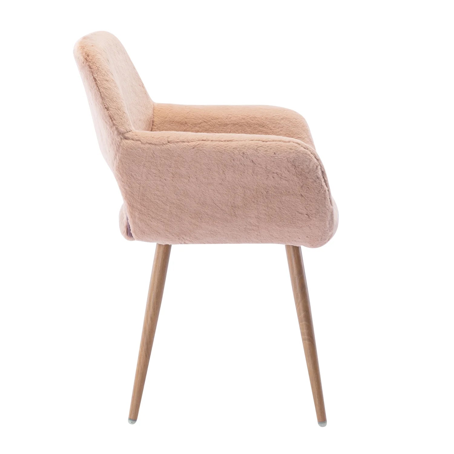 Elegant and Luxurious Faux Fur HengMing Dining Chairs: Stylish Mid Century Side Chairs with Solid Painting Steel Leg for Comfortable Seating Experience in Your Dining Room Decor