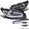 Mazda 3 JDM Black LED DRL Strip Projector Headlights+8-LED DRL Fog