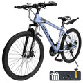ARTUDATECH Mountain Bike 26 Inch for Adult, 27-Speed Dual Suspension High-Carbon Steel MTB Bicycle, Dual Disc Brake Bikes for Men Women, Silver, Blue, Gray and Red