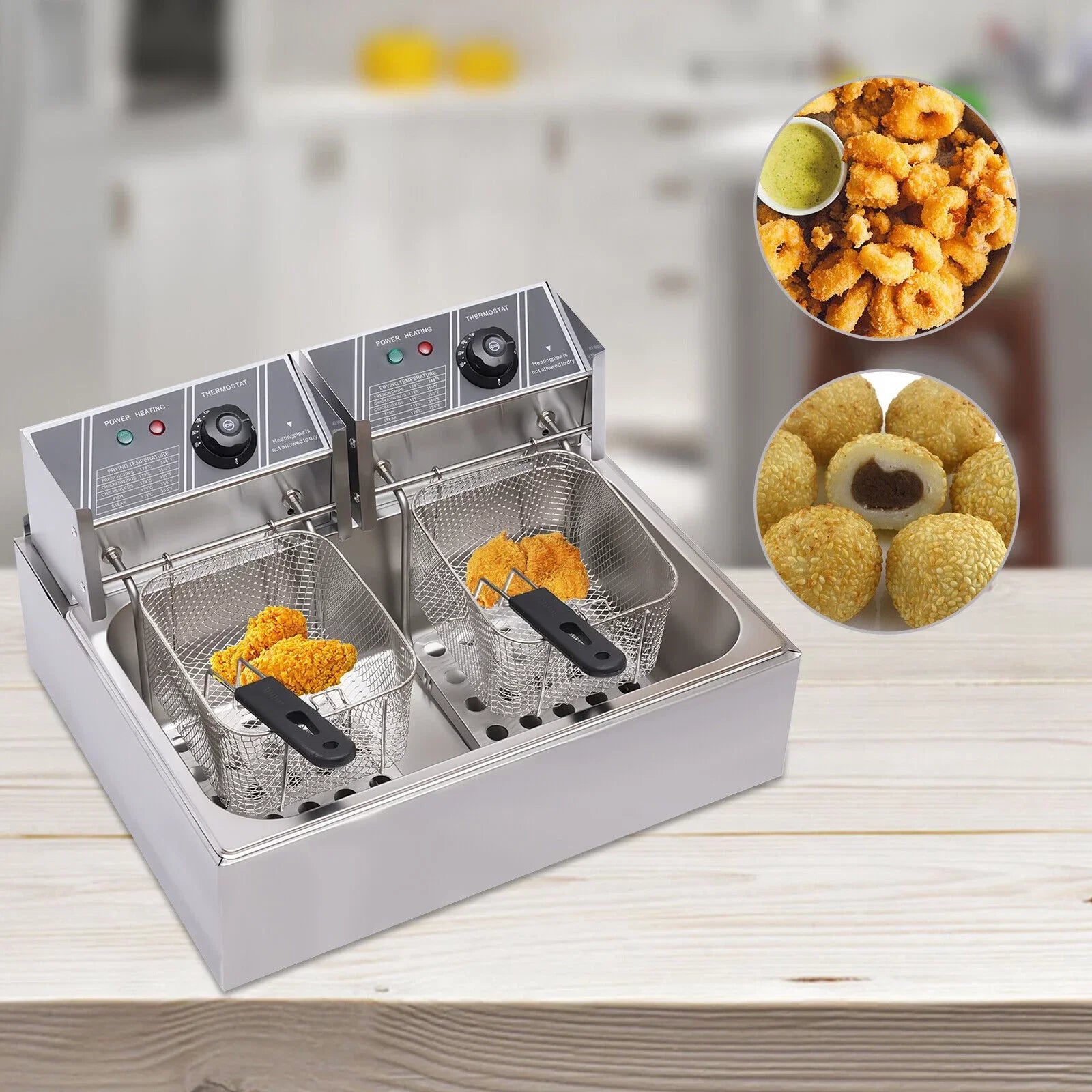 5000W Extra Large Electric Deep Fryer Commercial Restaurant Fry Basket 12L Electric Deep Fryer Single Tank Stainless Steel Fry Basket Commercial Electric Deep Fryer Stainless Steel
