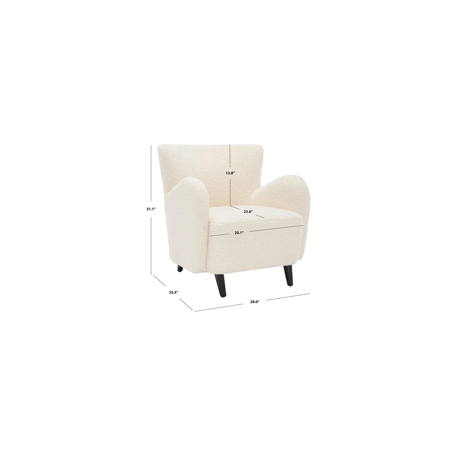 Safavieh Couture Rayanne Mosern Wingback Chair - 28" W x 34" D x 31" H Ivory