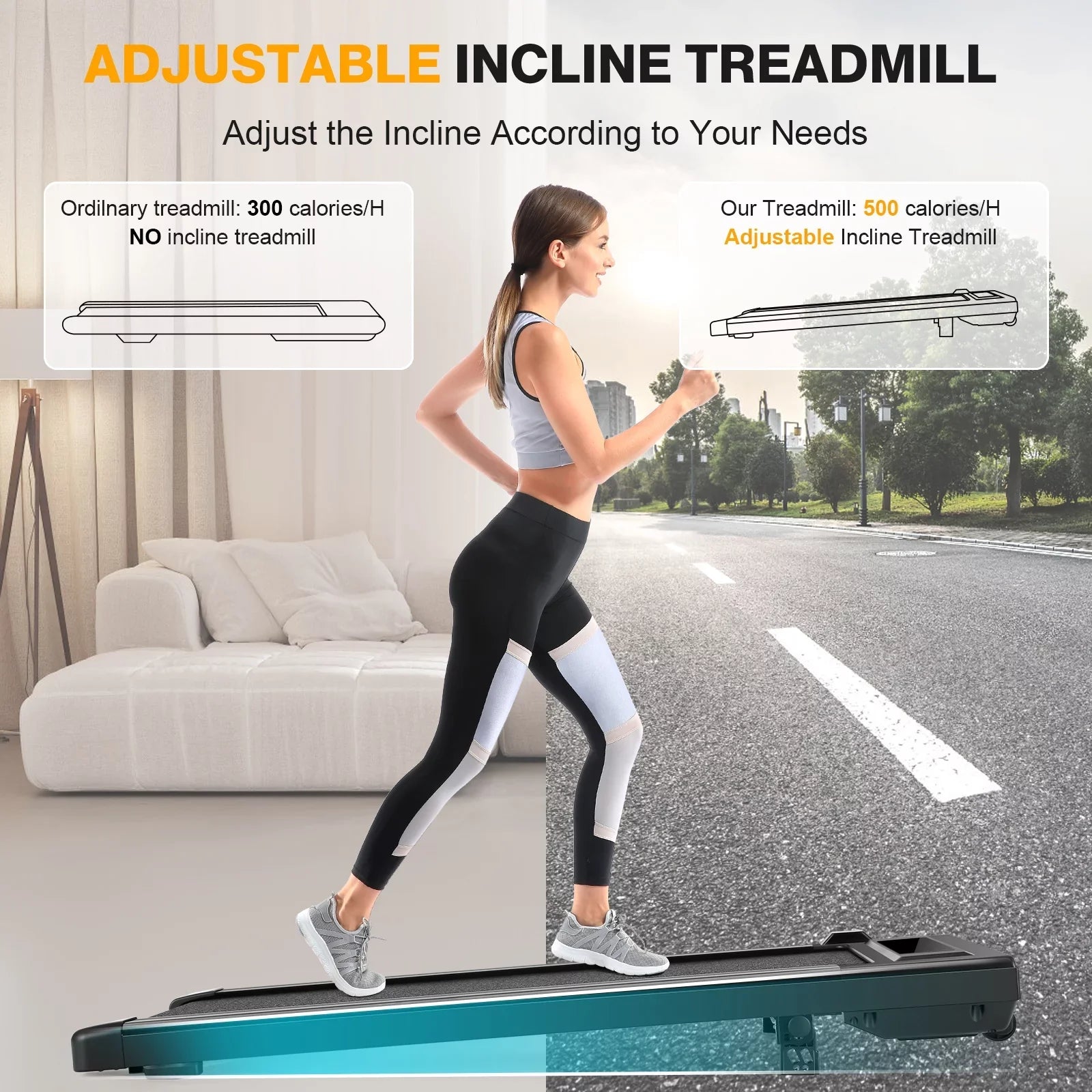 Tikmboex 2.5HP Walking Pad Under Desk Treadmill with LED Touch Screen Remote Control, 2 in 1 Treadmills for Home Office, Black