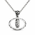 Vintage Scroll Engraved Interlocking Oval Double Ring Pendant Necklace For Men, Copper Plated Silver Antique Black Two-Tone Punk Biker Jewelry Gift