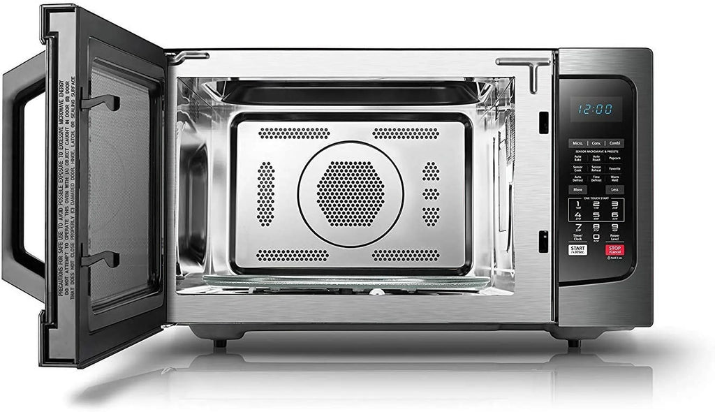 Toshiba Smart Sensor LED Light 1.5 Ft Stainless Convection Microwave Oven, Black