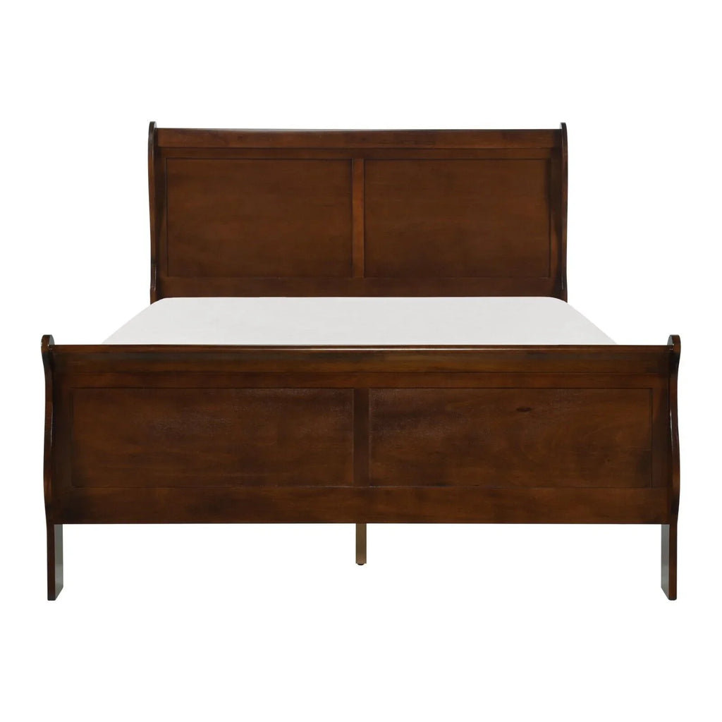Louis Philippe Style Bedroom 3pc Set Queen Size Bed 2x Nightstands Brown Cherry Finish Classic Bedroom Furniture