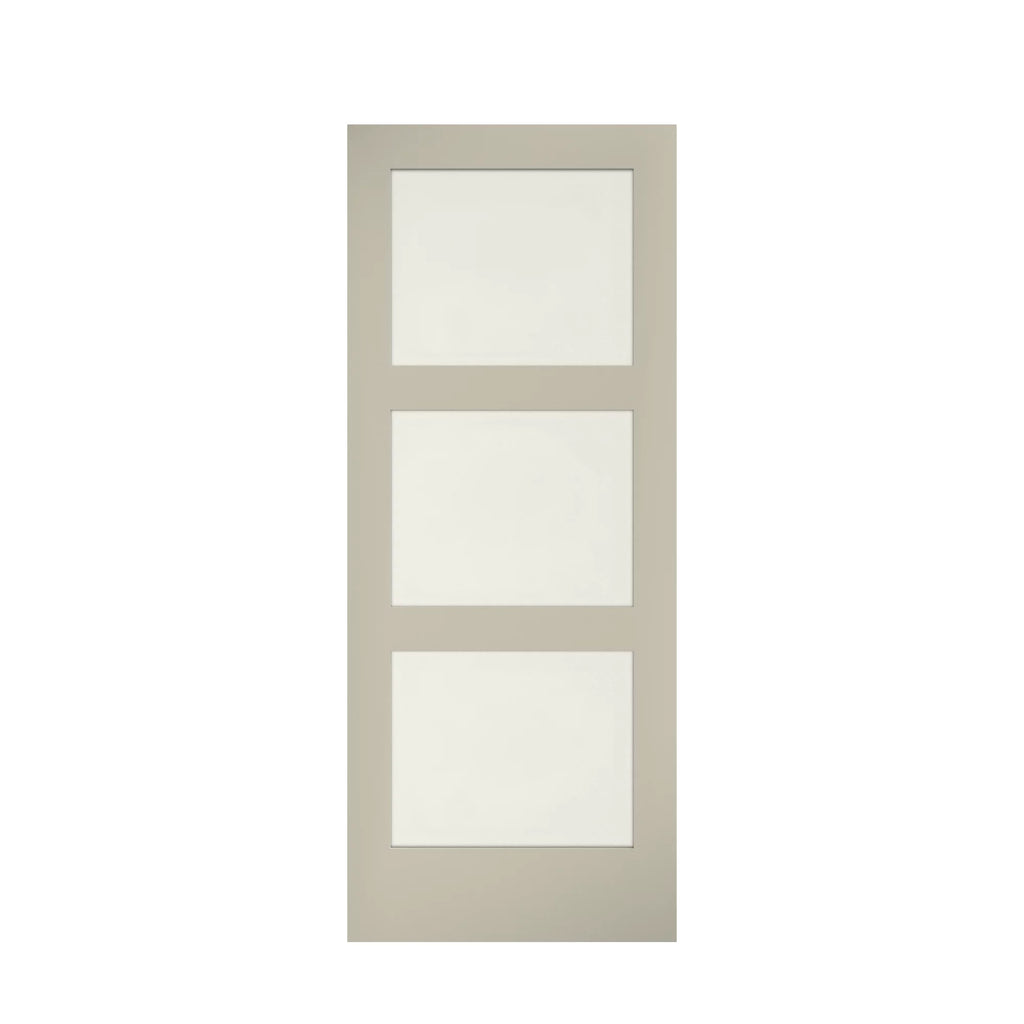 EightDoors 84" x 32" x 1-3/8" 3-Lite Frosted Glass White Prefinished Solid Wood Core Interior Barn Door