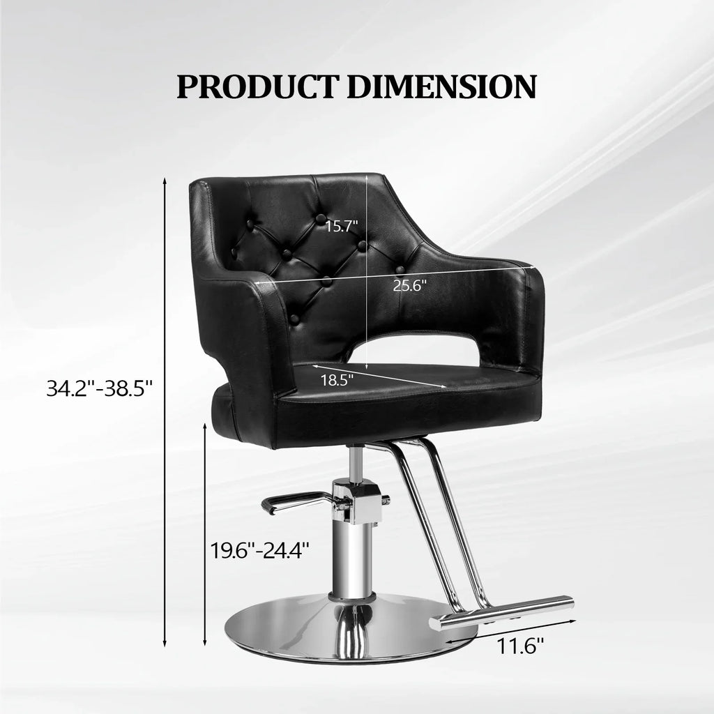 OmySalon Barber Chairs for Barbershop Black Styling Chair, Salon Chair for Hair Stylist, Heavy Duty Hydraulic Pump, 360°Swivel with Footrest