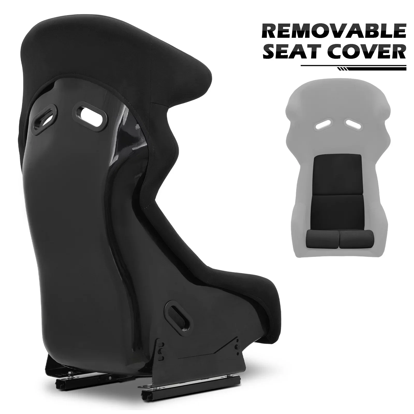 MoNiBloom Racing Bucket Seat, Racing Simulator Game Seat with Adjustable Slide, Racing Seat for Racing Simulator Cockpit Wheel Stand, Black