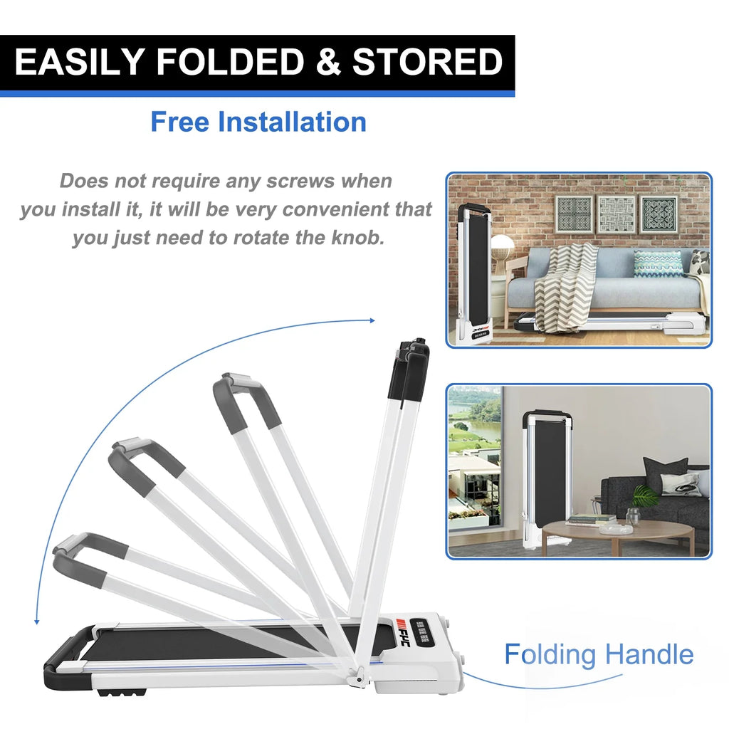 Dcenta FYC 2 in 1 Under Desk Treadmill - 2.5 HP Folding Treadmill for Home, Installation-Free Foldable Treadmill Compact Electric Running Machine, Remote Control & LED Display Walking Running Joggi