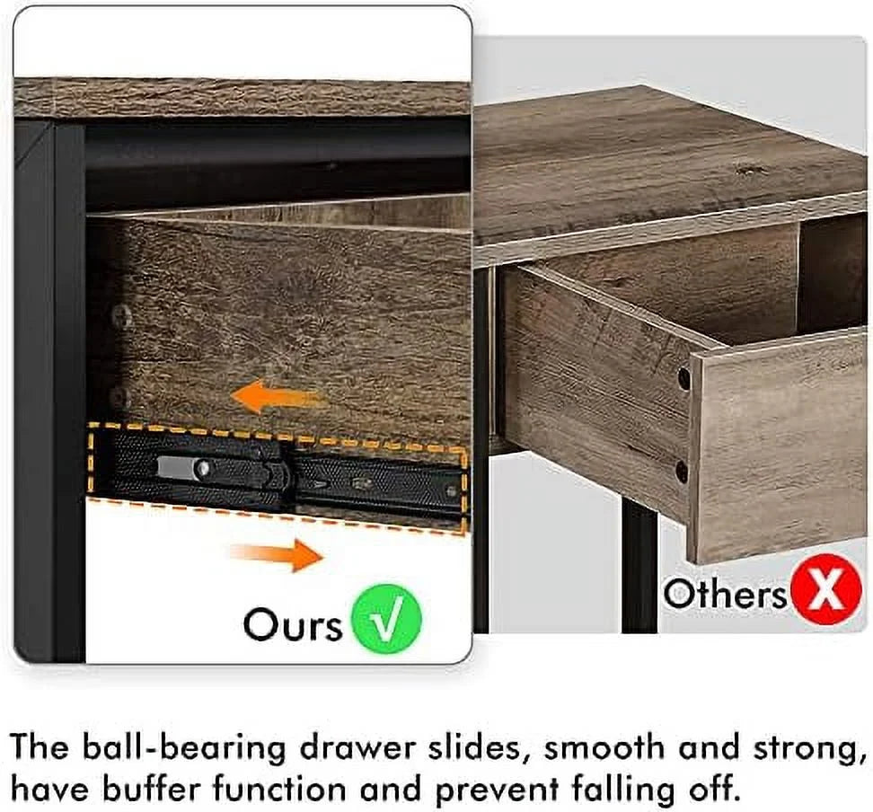 MQLIFEBOOM Console Table with Drawer Entryway Table with 3 Tier Shelves Narrow Long Sofa Table for Entryway Living Room Hallway Couch Kitchen Metal Frame Gray