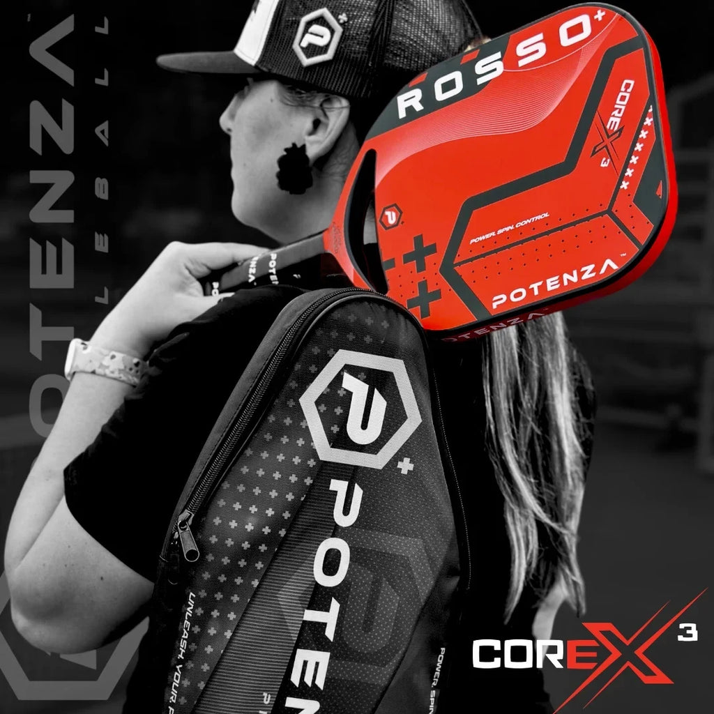 Potenza ROSSO+ Pro Pickleball Paddle (Carbon Fiber, 21mm COREx3 Open Throat)