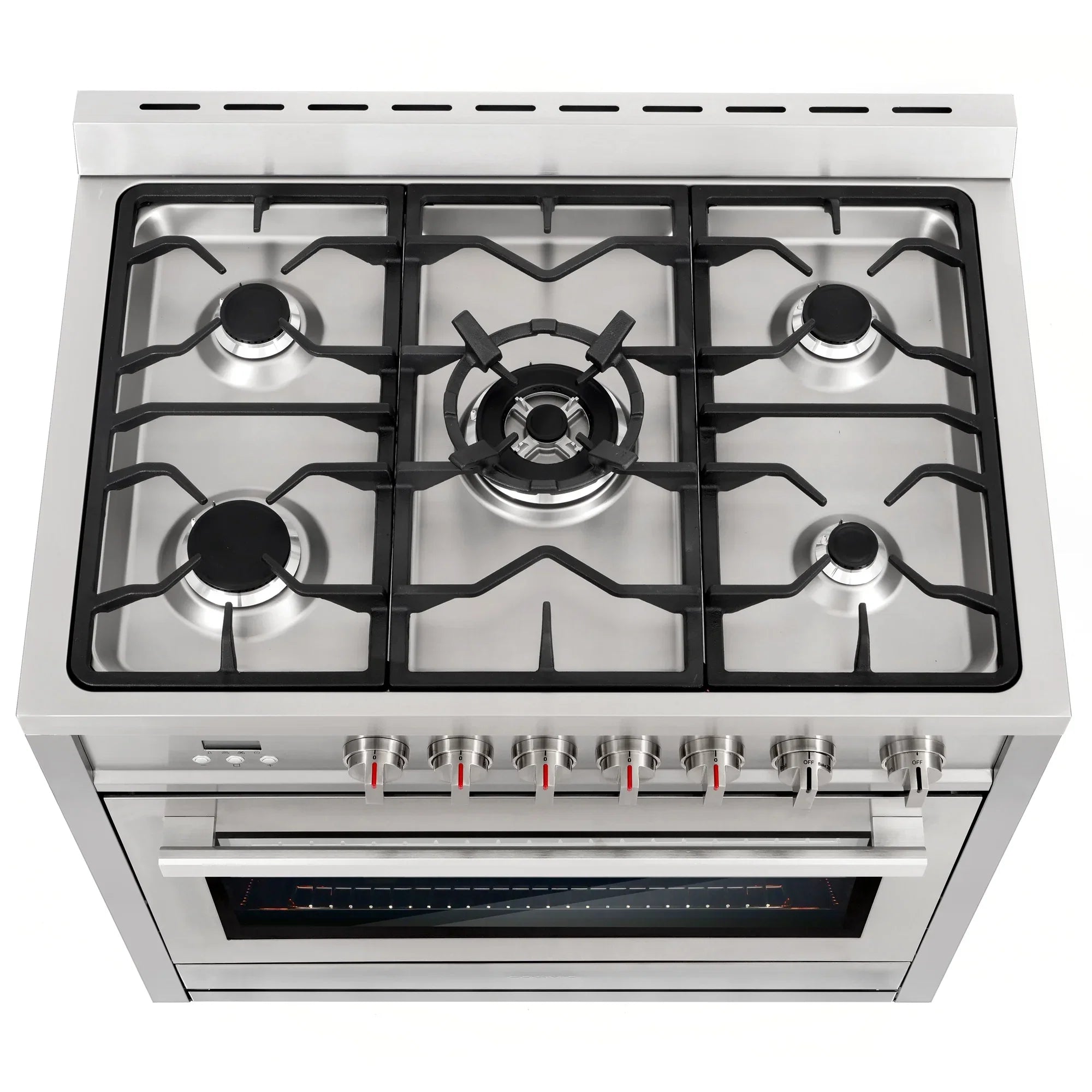 Cosmo 4 Piece Kitchen Appliance Package with 36" Freestanding Gas Range 36" Under Cabinet Range Hood 24" Built-in Integrated Dishwasher & French Door Refrigerator Kitchen Appliance Bundles