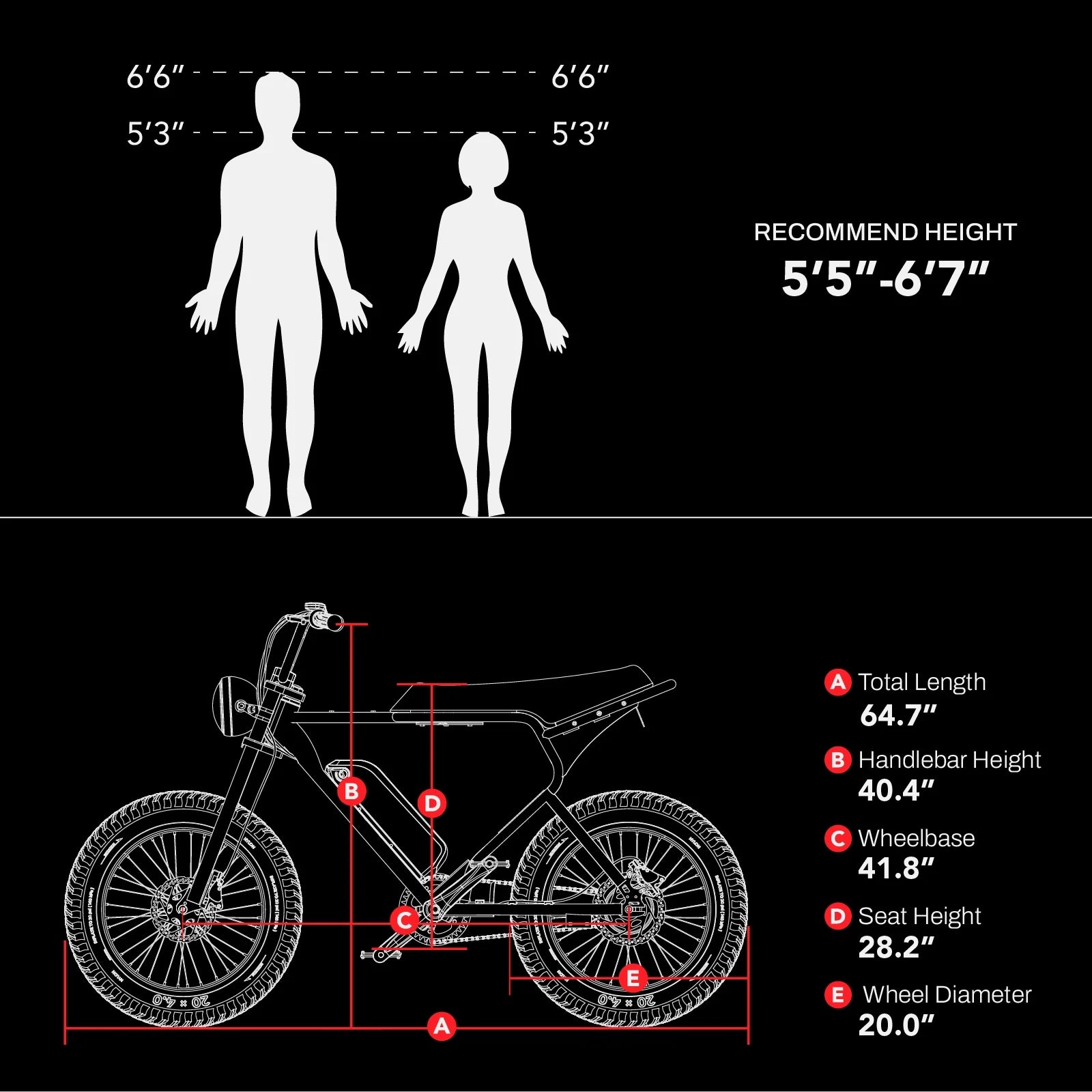MACFOX Electric Bike, Ebike 500W/48V/10.4Ah, 20" Fat Tire Electric Bicycles Up to 20MPH & 40 Miles with Retro Motorcycle Design, Removable Battery, 50N.m Max Torque