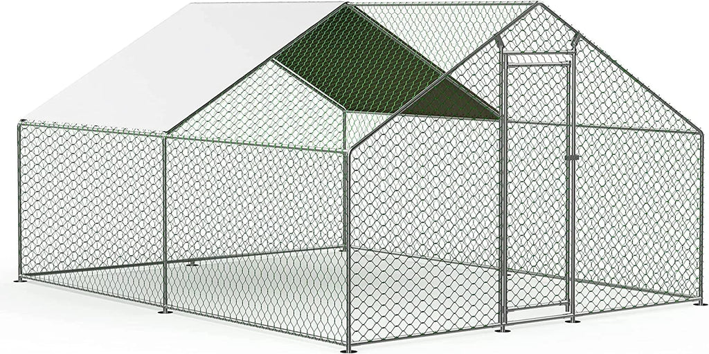 Large Chicken Coop Metal Chicken Runs for Yard, 10' Walk in Chicken Coop Cage Chicken Pen Poultry Cage with Waterproof & Anti-UV Cover Heavy Duty Rabbit Hutch Duck Cage for Outdoor, Backyard and Farm