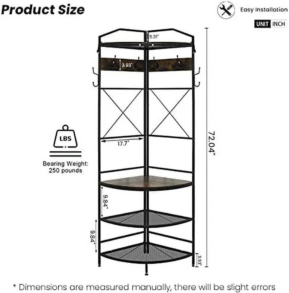 MQLIFEBOOM 3-in-1 Entryway Coat Rack Industrial Hall Tree Corner Cloth Rack with Bench Hallway Coat and Shoe Rack for Corner Entryway Organizer with Metal Shoe for Hallway Corner Ent