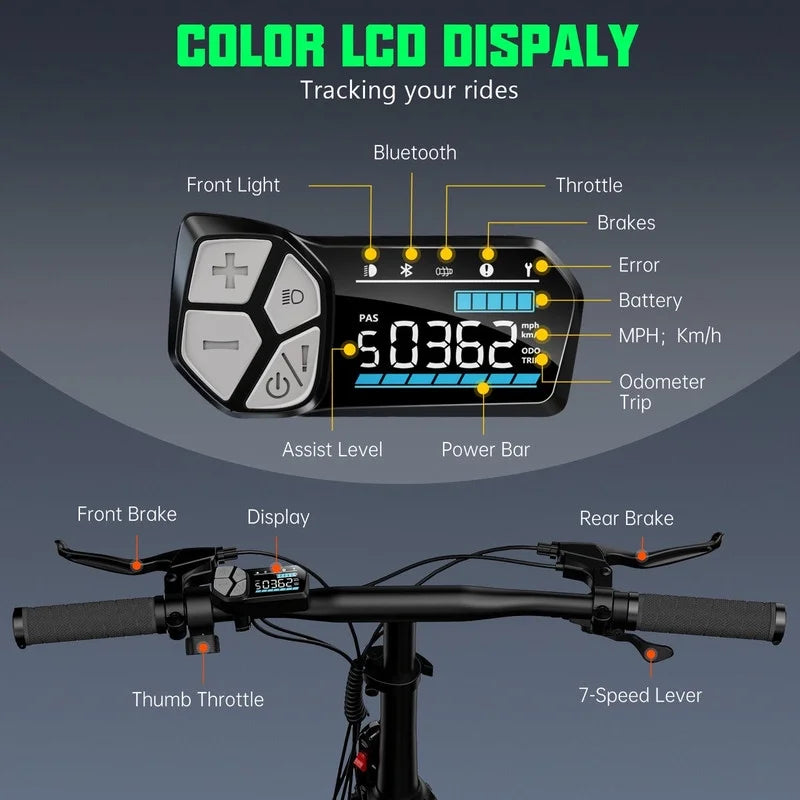TST Electric Bike, 4.0 Fat Tire Foldable Ebike, 48V 13Ah Battery, 750W Electric Commuter Bicycle with LCD, 20" One-Step Folding Electric City Bike for Men Women, Black