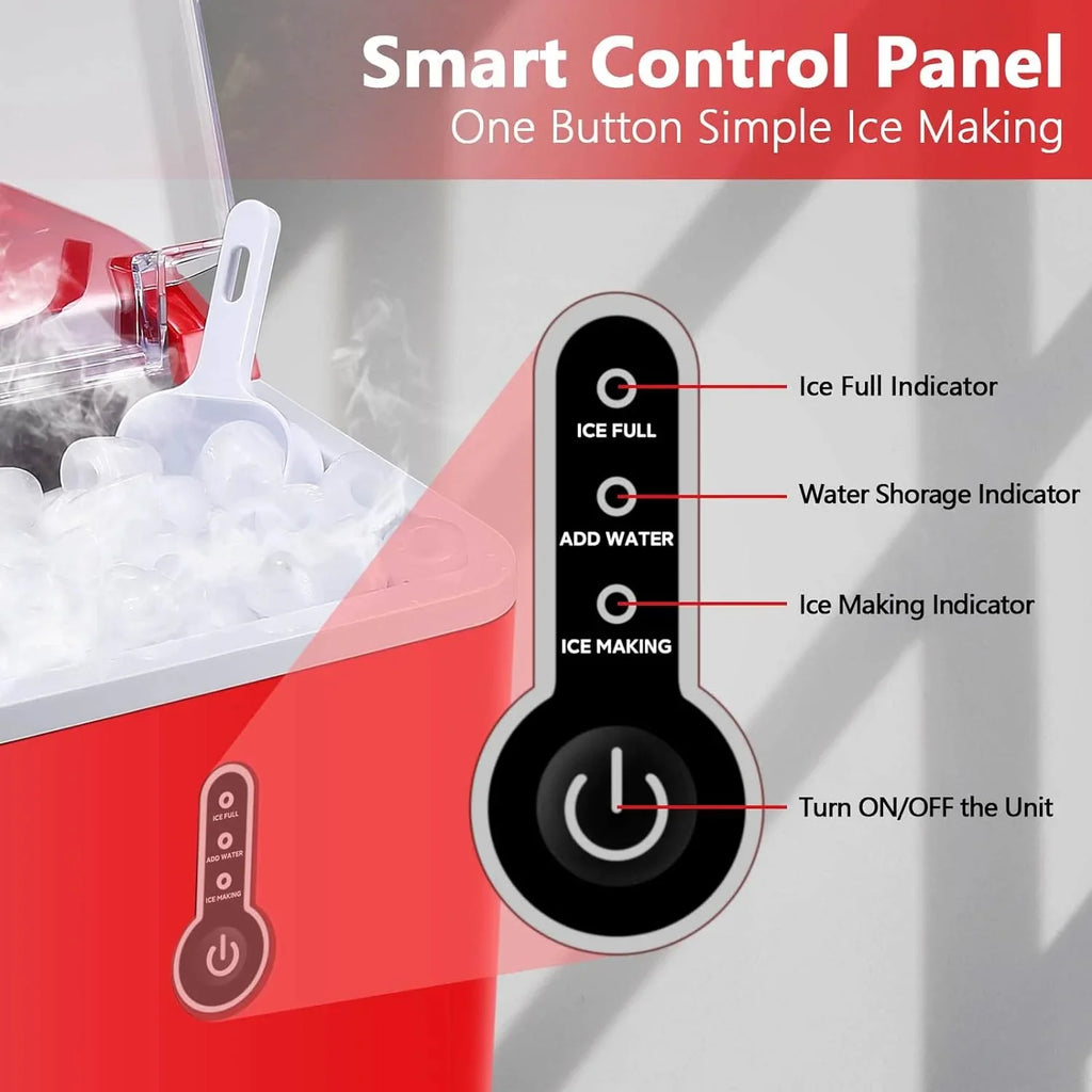 Ice Makers Countertop, 9 Bullet Ice in 6-9 Mins with Ice Scoop and Basket, 26.5 Lbs per Day, Portable Ice Maker for Home Office Camping Party RV, Blue