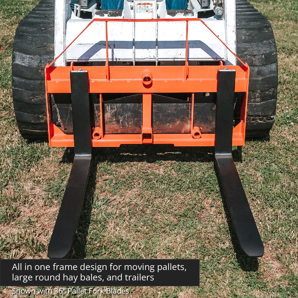 Titan Attachments UA USA Made Orange Pallet Fork Frame Attachment, 48” Fork Blades, Rated 4,000 LB