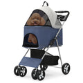 Magshion Foldable Dog Pet Stroller with Cup Holder, 4 Wheel (Navy Blue)