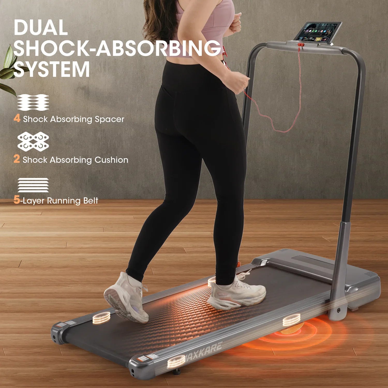 MaxKare 2 in 1 Folding Under Desk Treadmill Max 7.5MPH 2.5HP with Remote Control, Walking Pad for Home/Office Use, 265lbs Weight Capacity