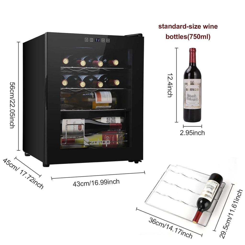 Zimtown 16 Bottle Compressor Wine Cooler Refrigerator w/Lock | Large Freestanding Wine Cellar For Red, White, Champagne or Sparkling Wine | Digital Temperature Control Fridge Glass Door Black