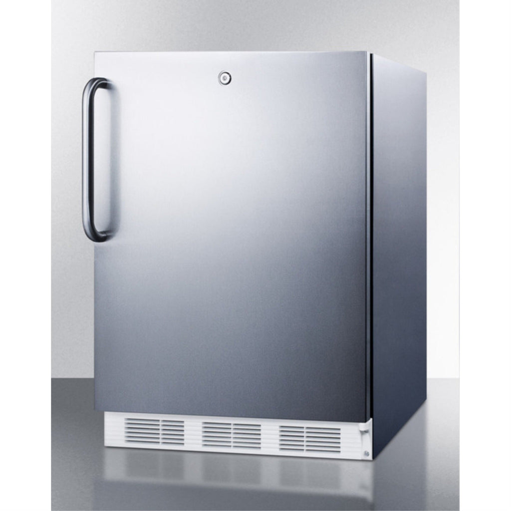 Built-in medical all-freezer capable of -25 C operation in complete stainless steel with front lock; built-in or freestanding capable