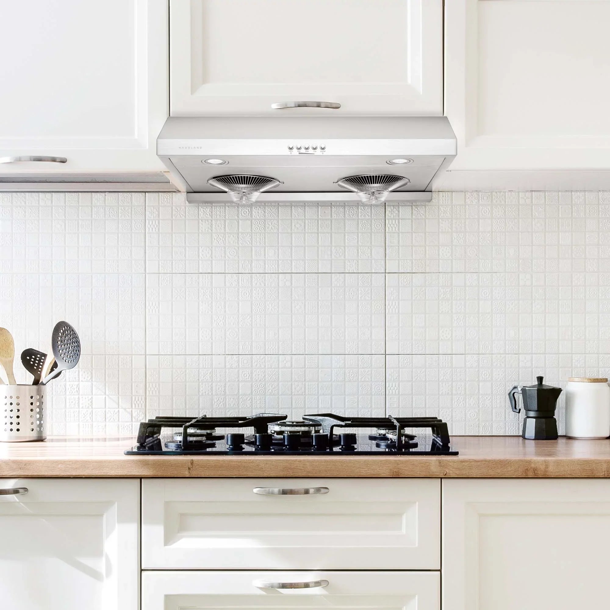 Hauslane|Chef Series C100 30-inch Under Cabinet Range Hood | Full Stainless Steel |Energy Efficient LED Lamps Essential Suction | Fits 6 Inch Round Ducts