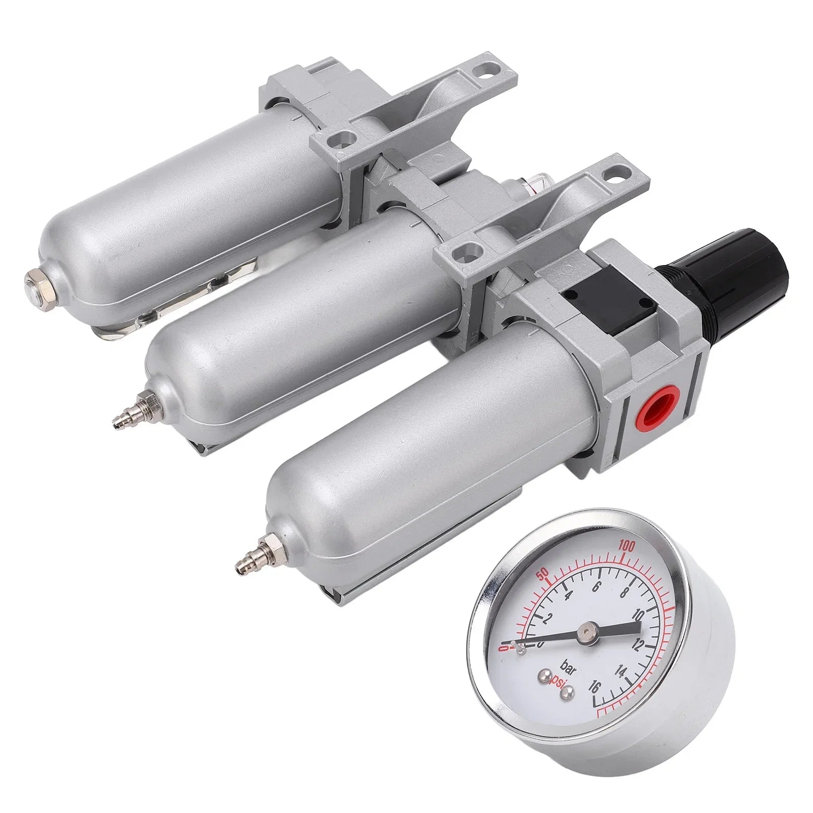 Air Particulate Filter,3 Stage Air Drying System Heavy Duty Aluminum Alloy Industrial Compressed Air Particulate Filter Dryer with Metal Bowl(1/2" Manual)
