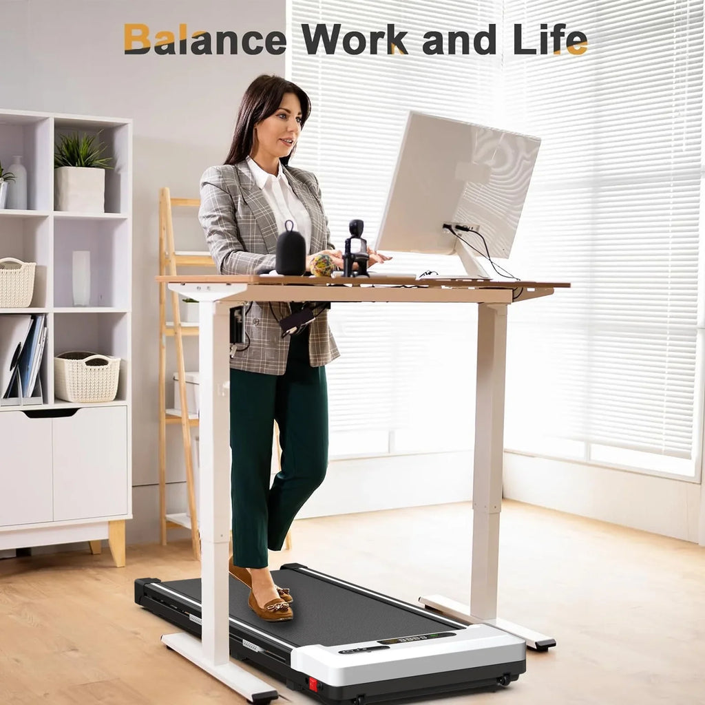 CoolHut 2.5Hp Walking Pad, Walking Area 2 in 1 Under Desk Treadmill,300lb Walking Treadmill with Remote Control and LED Display, Quiet, Compact & Small Treadmill for Home & Office. White