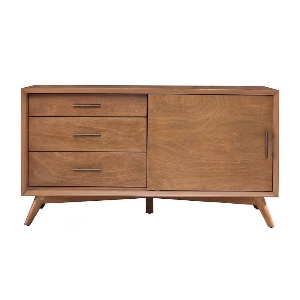Home Square 4 Piece Set with Small TV Console Full Wood Bed & Large Nightstand