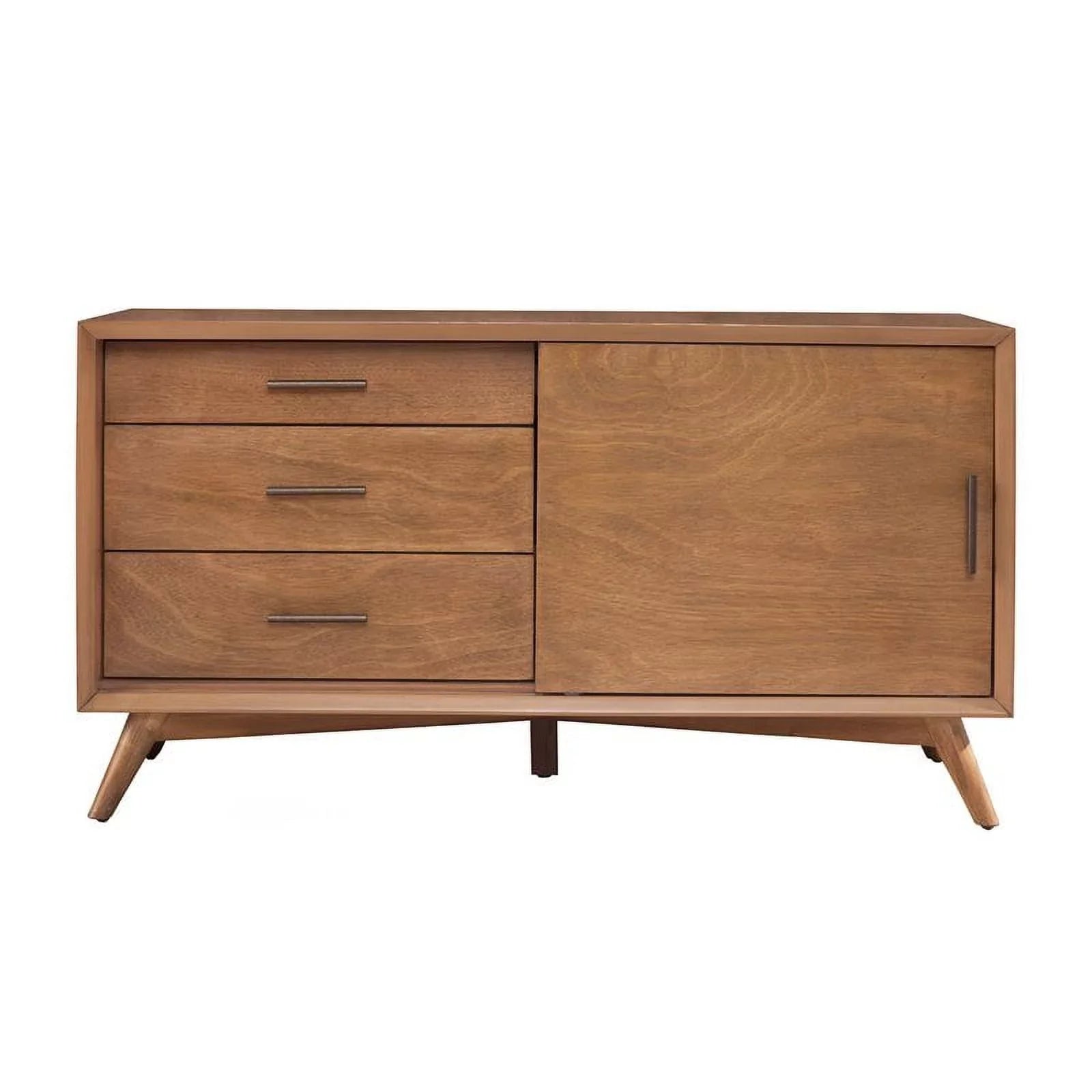 Home Square 4 Piece Set with Small TV Console Full Wood Bed & Large Nightstand