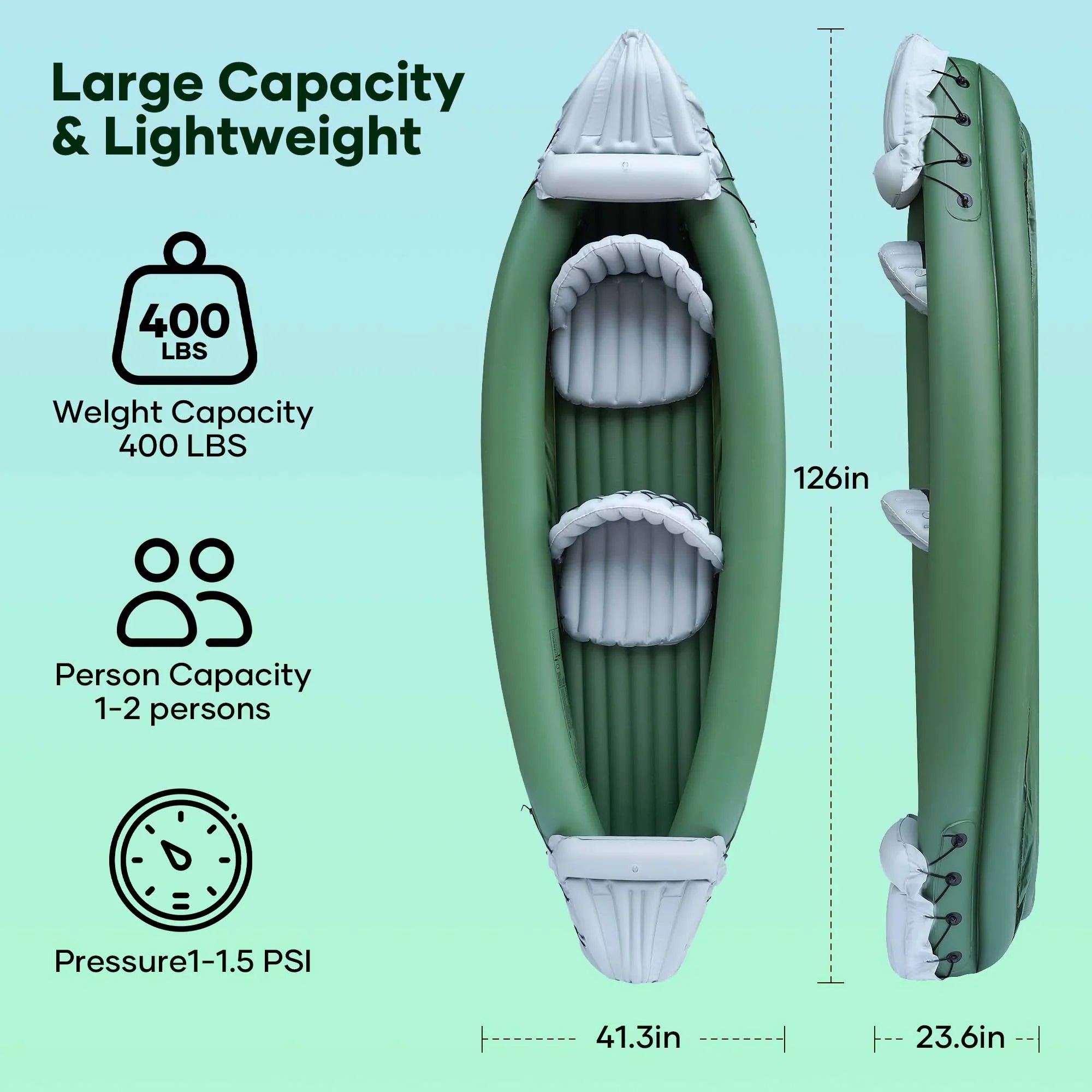 Naipo 2 Person Inflatable Kayak for Adults with Aluminum Oars Bag Carry Patch Air Pump