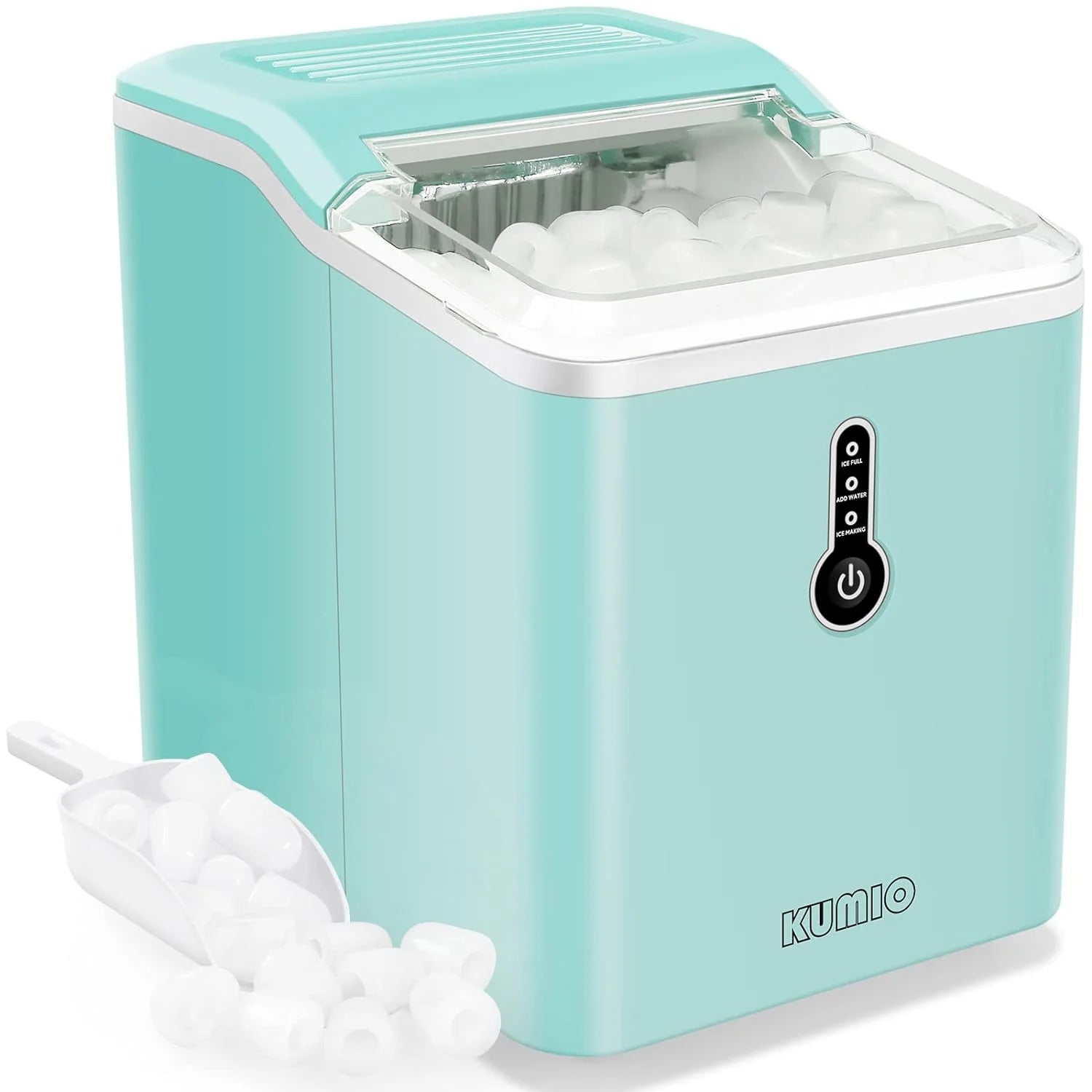 Ice Makers Countertop, 9 Bullet Ice in 6-9 Mins with Ice Scoop and Basket, 26.5 Lbs per Day, Portable Ice Maker for Home Office Camping Party RV, Blue