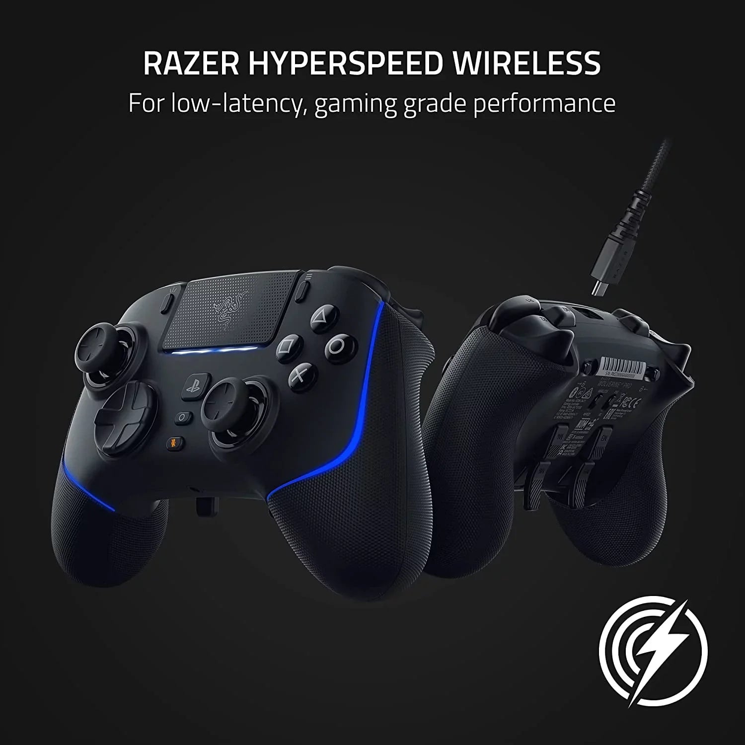 Razer Wolverine V2 Pro Wireless Controller Black HyperSpeed, Mecha-Tactile, RGB Lights for PS5 & PC With 6ft Type C Cable and Headset BOLT AXTION Bundle Like New