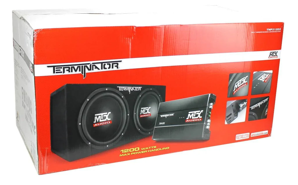 MTX 12" Dual Loaded Car Subwoofer w/Sub Box, Amplifier, & QPower Wiring Kit