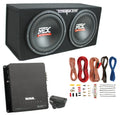 MTX TNE212D 12" 1200W Dual Loaded Car Subwoofer Box & SSL 1500W Amplifier w/ Kit