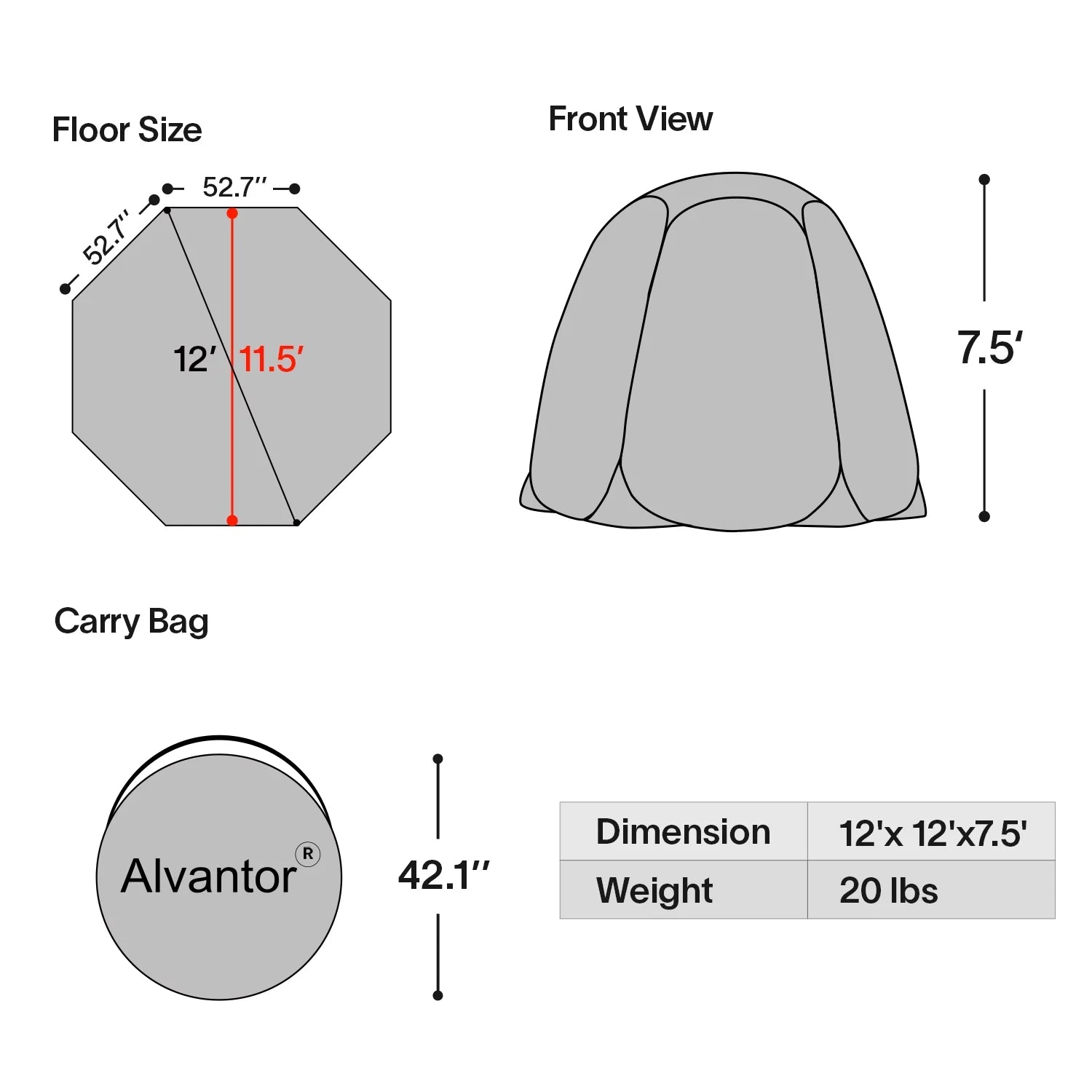 Alvantor Screen House Room Camping 12'x12' Beige Instant Canopy