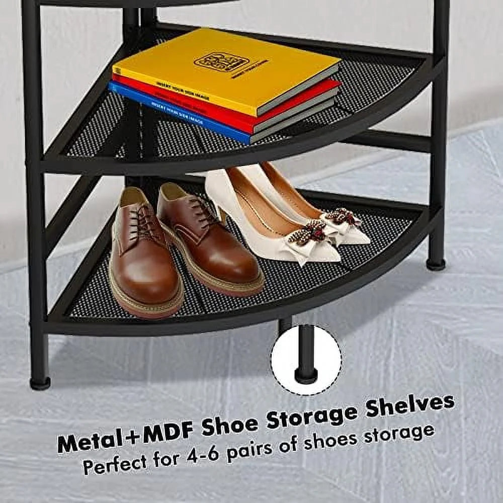 AYFDEGT 3-in-1 Entryway Coat Rack Industrial Hall Tree Corner Cloth Rack with Bench Hallway Coat and Shoe Rack for Corner Entryway Organizer with Metal Shoe for Hallway Corner Entran